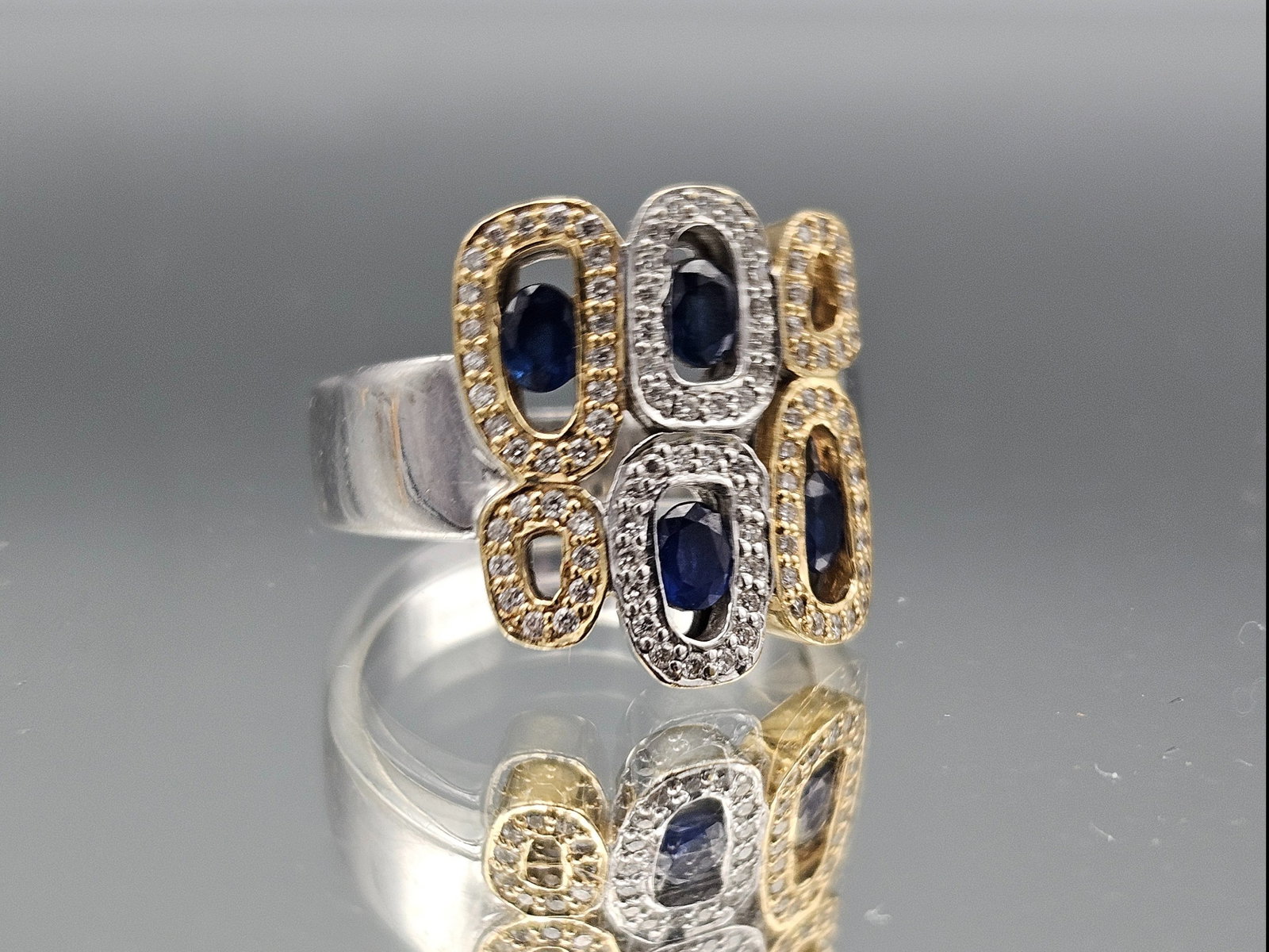 14K Gold Sapphire and Diamond Cluster Ring (1 of 4)