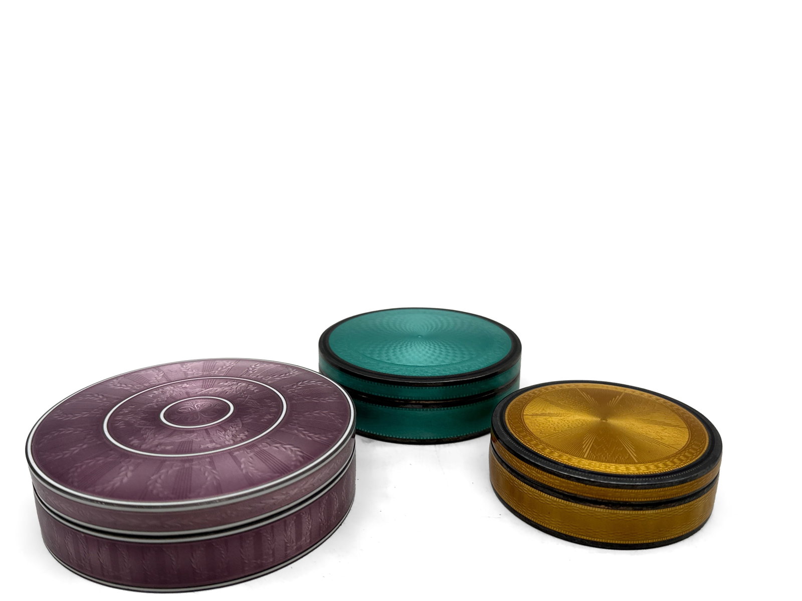 Collection of Three Guilloche Enameled Silver Boxes (1 of 12)
