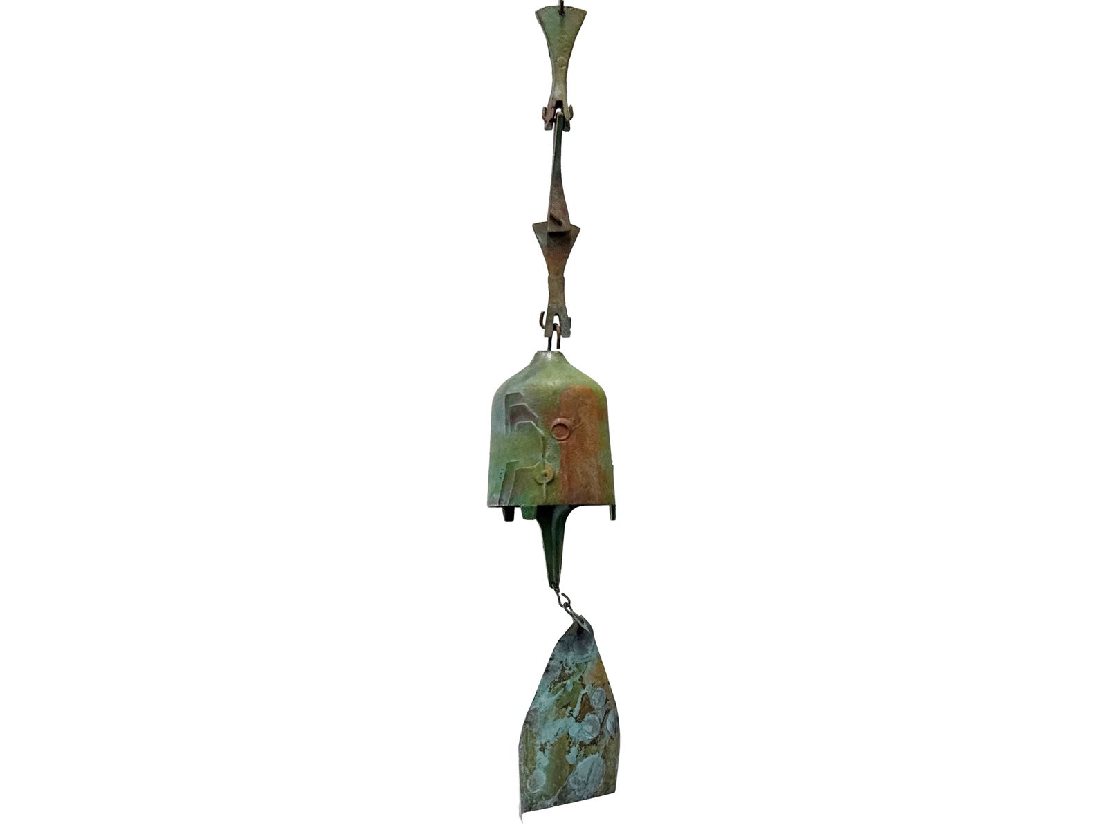 Paolo Soleri Bronze Windbell: A Paolo Soleri Arcosanti bronze windbell. Stamped. 23in tall x 4in wide. | You have additional shipping options, and are not required to use Live Shipping. Additional third-party shipper details;