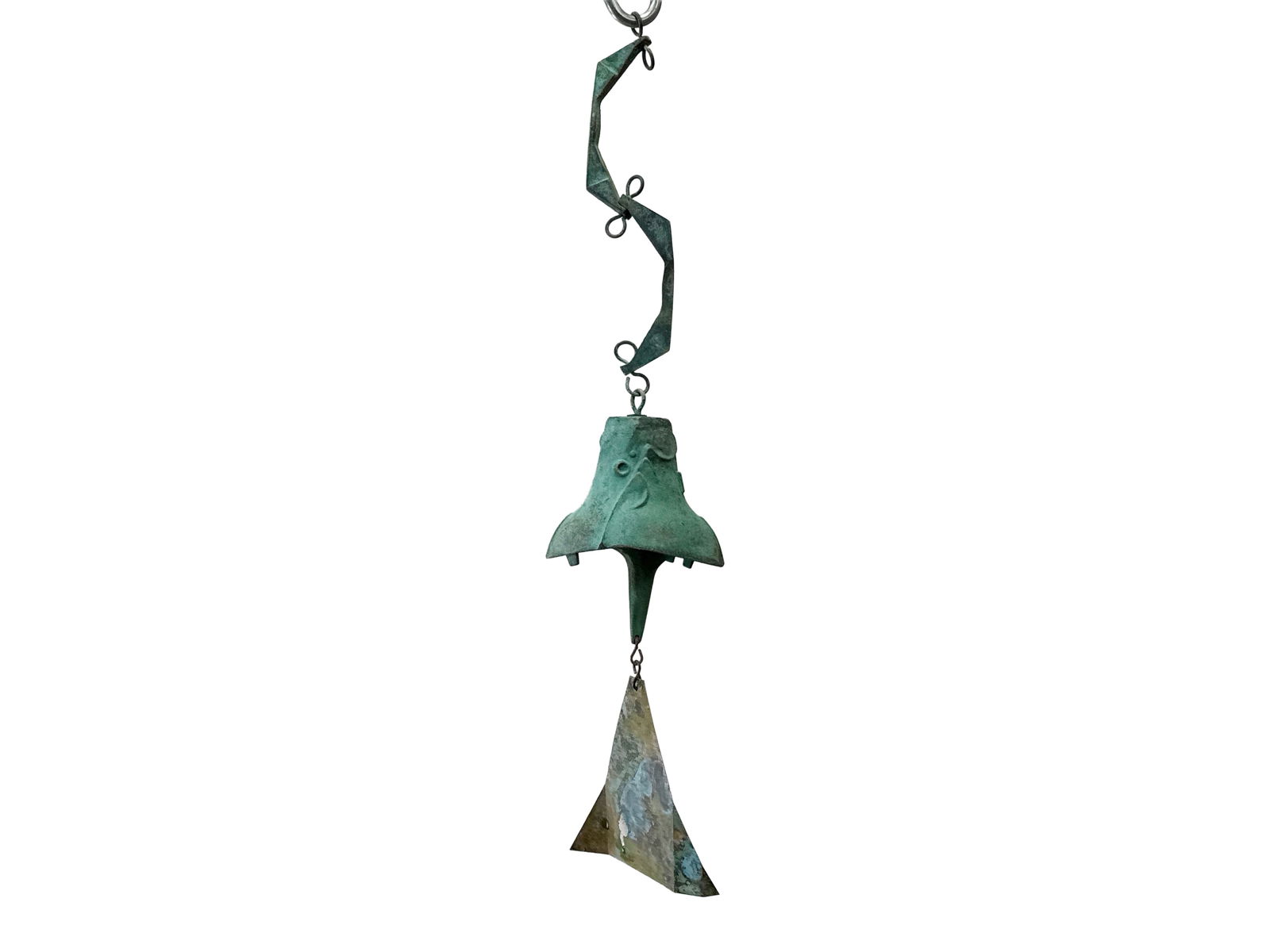 Paolo Soleri Bronze Windbell: A Paolo Soleri Arcosanti bronze windbell. Stamped. 23in tall x 5in wide. | You have additional shipping options, and are not required to use Live Shipping. Additional third-party shipper details;