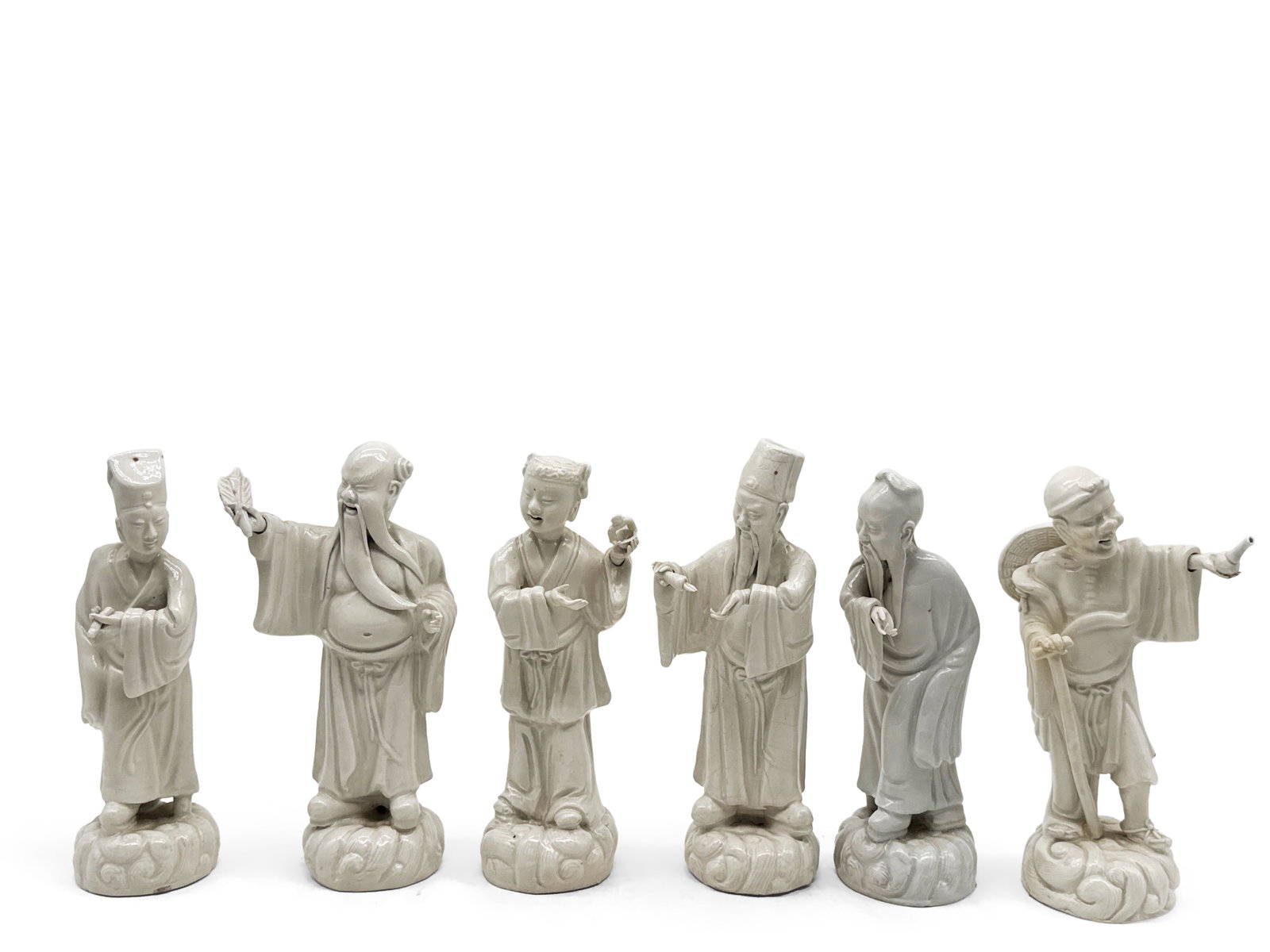 Six Chinese Blanc de Chine Immortal Figurines (1 of 10)