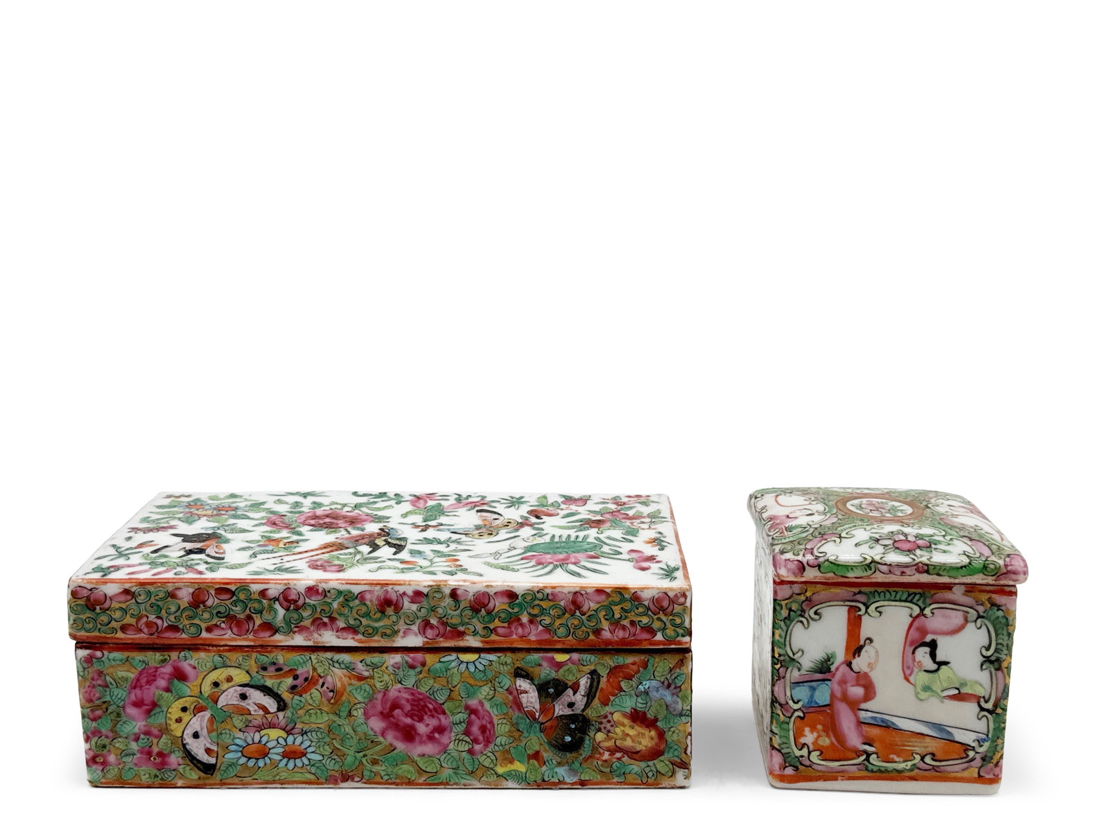 Chinese Export Rose Medallion Lidded Boxes (1 of 9)