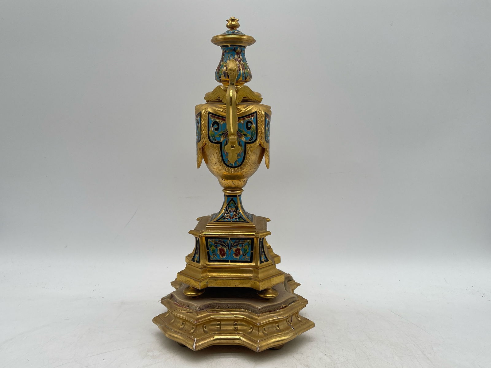 French Champlevé Ormolu Lidded Urn - 4