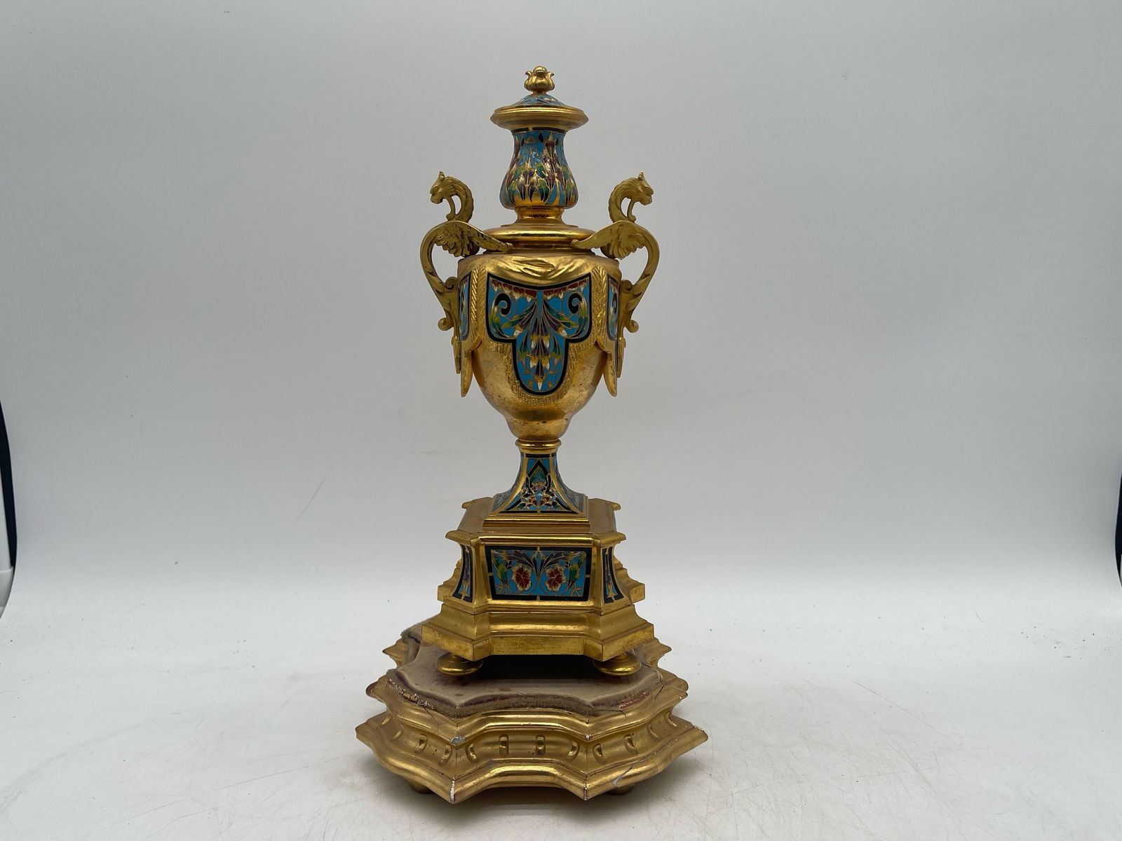 French Champlevé Ormolu Lidded Urn - 5