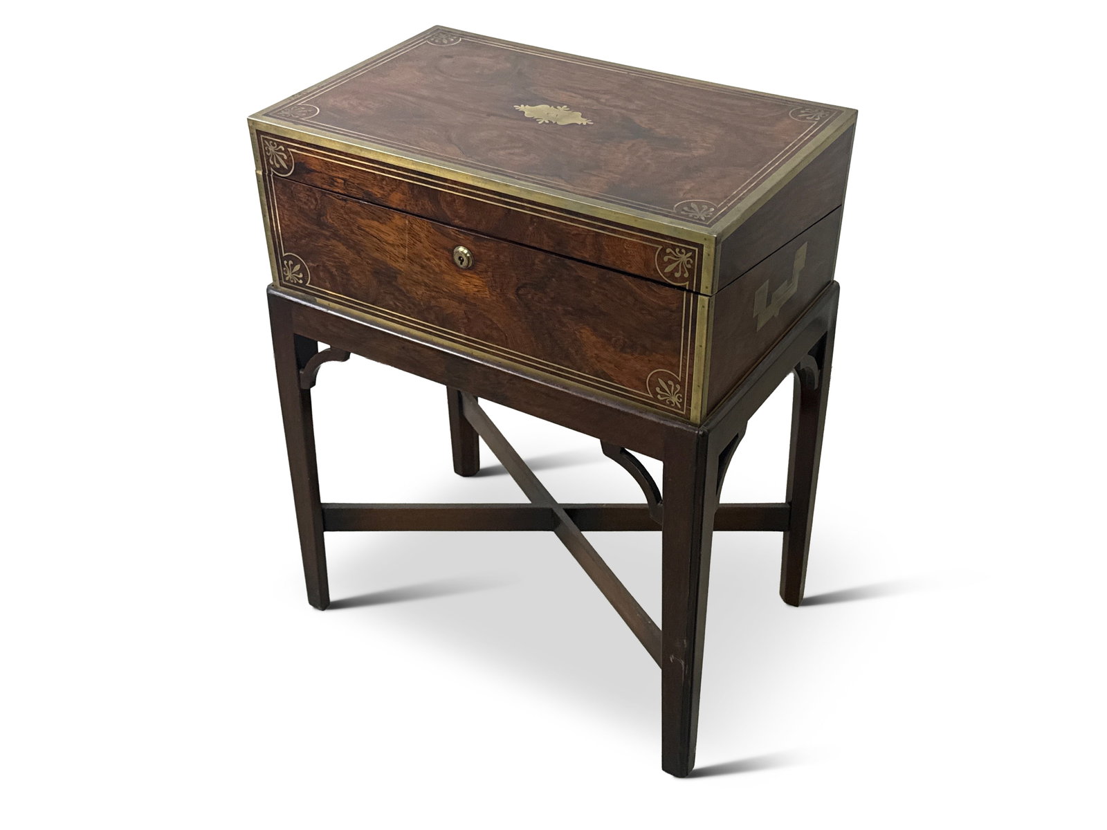 English Campaign Walnut Lap Desk on Frame (1 of 7)