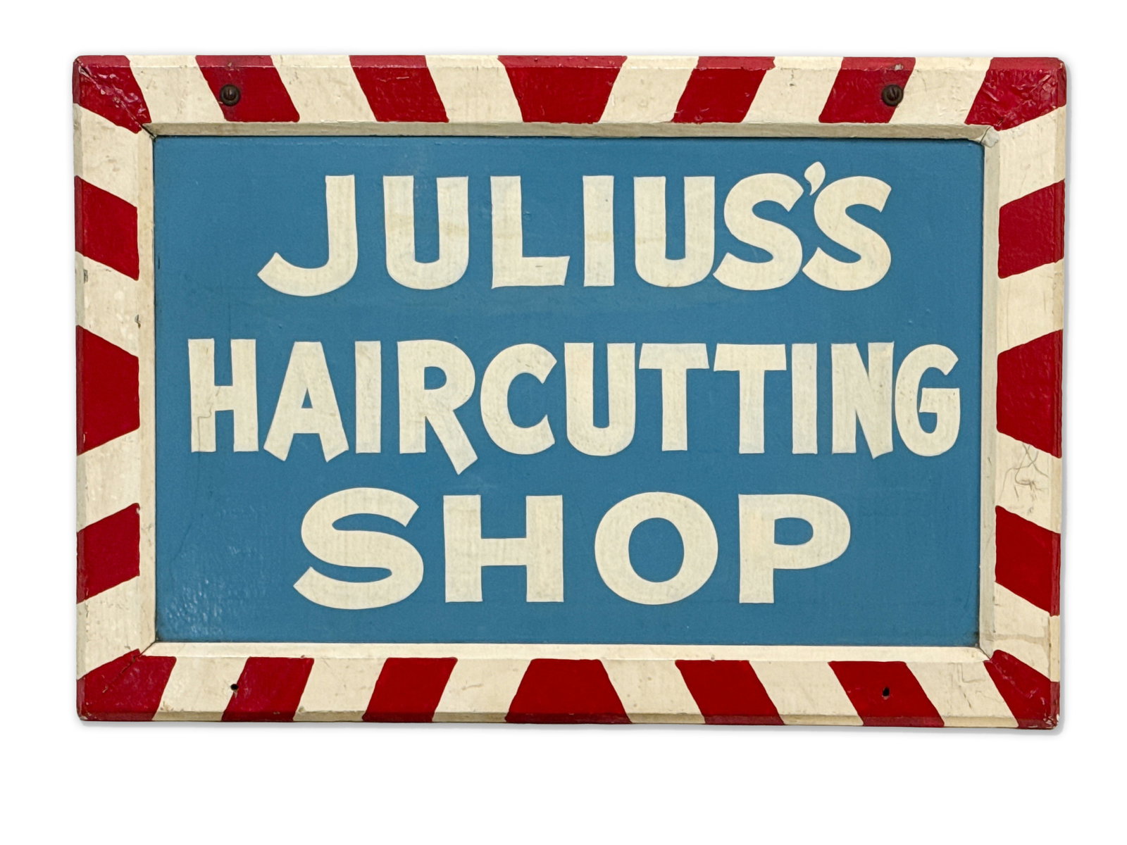 Julius's Haircutting Shop Painted Advertising Sign (1 of 3)
