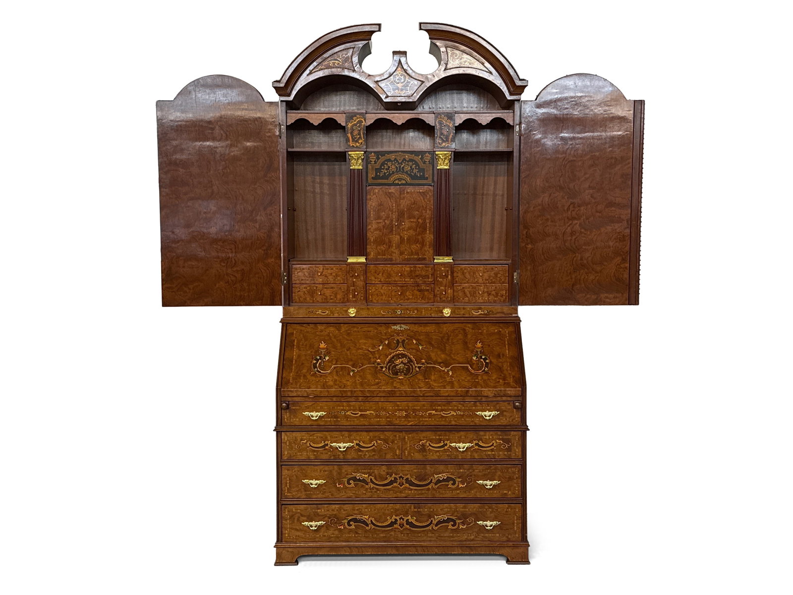 Georgian-style Decorated Secretary Desk Bookcase (1 of 9)