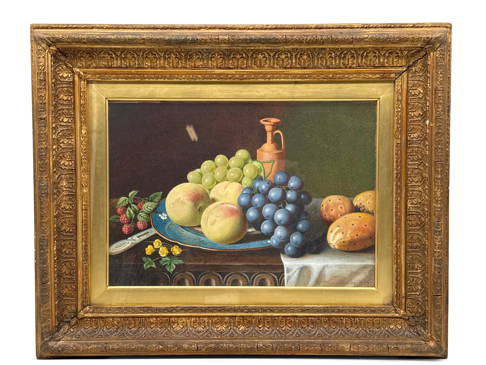 Alexander Stanesby Folk Art Watercolor: Fruit Still Life (1 of 6)