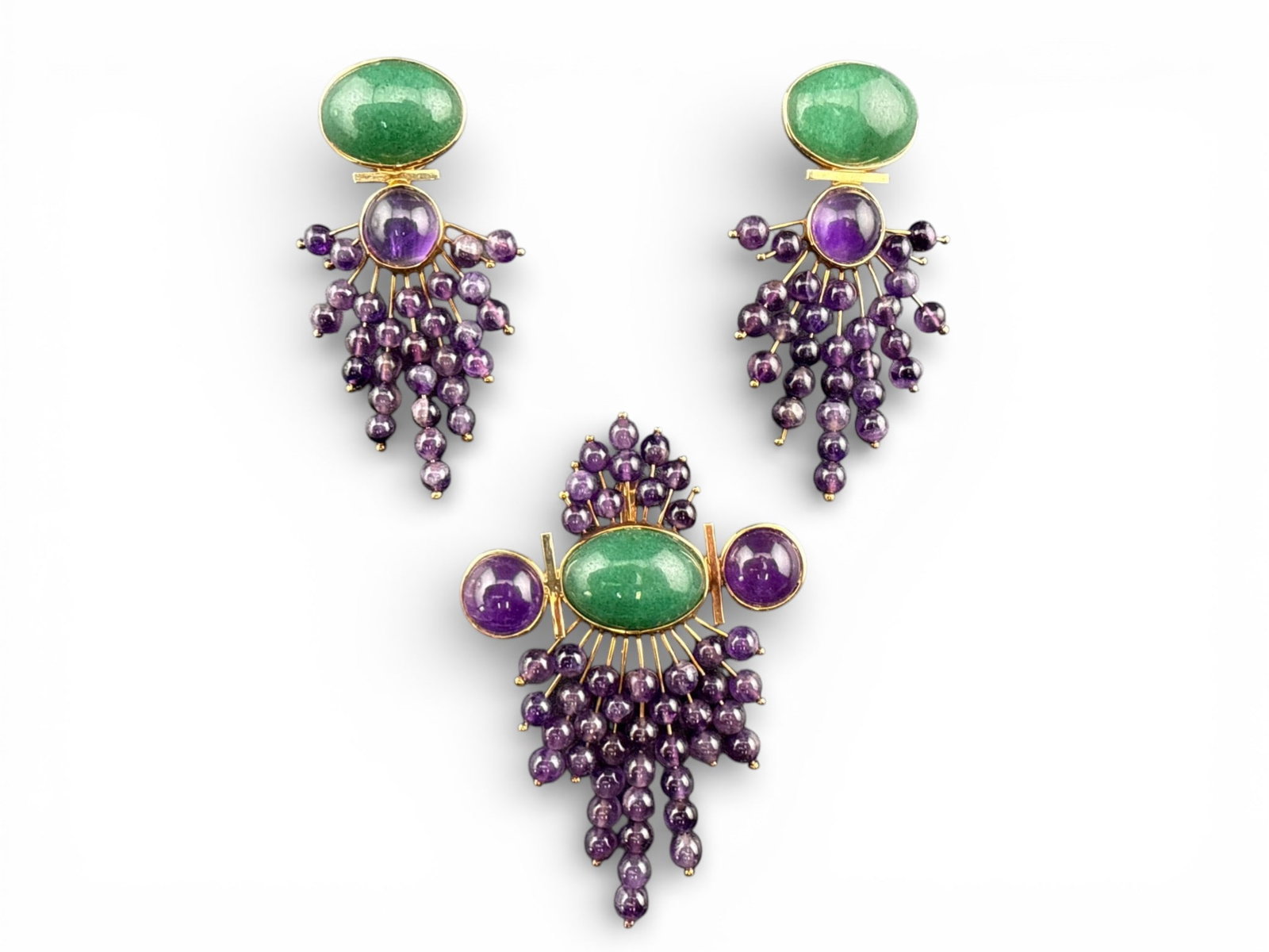 14K Yellow Gold Cabochon Jewelry Suite (1 of 4)