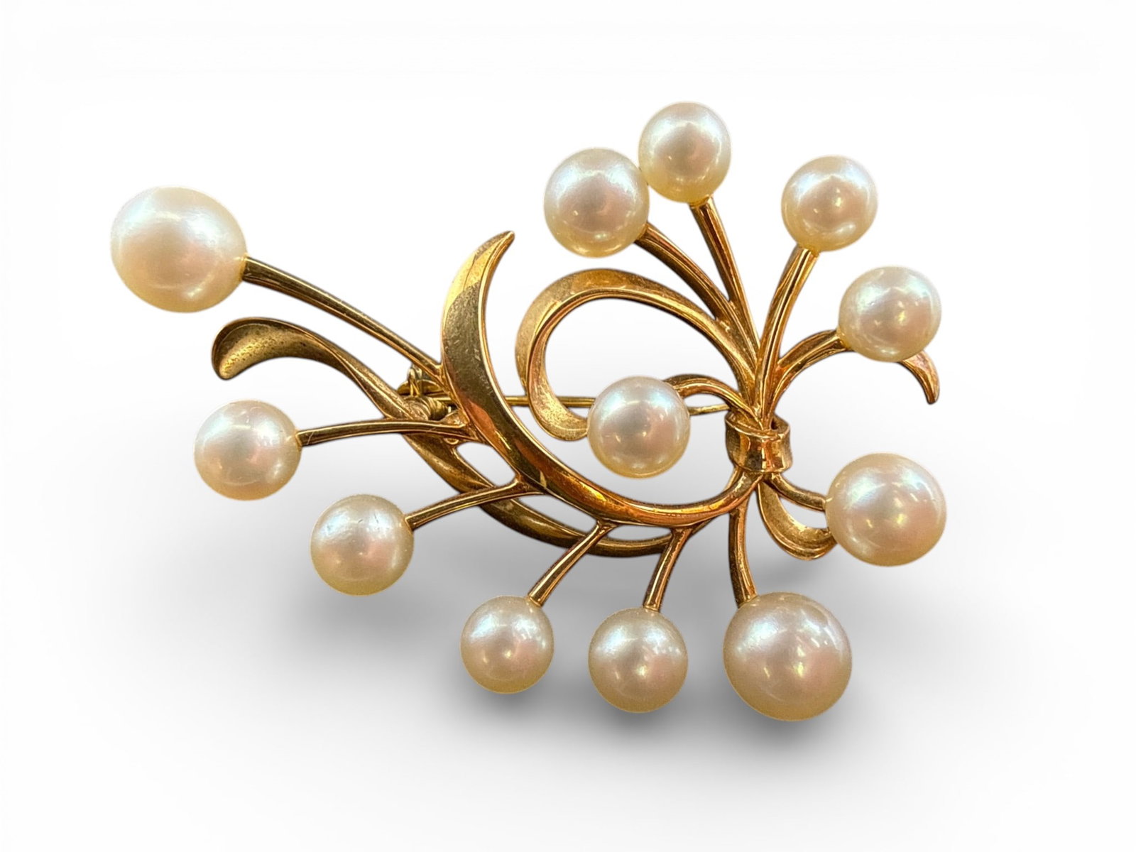 14K Gold Pearl Spray Brooch (1 of 3)