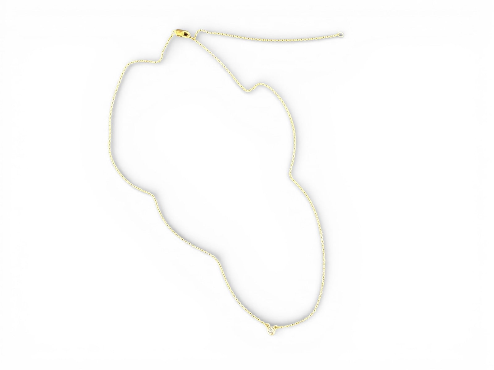 14K Yellow Gold and Diamond Necklace: A 14K yellow gold chain necklace with a central diamond medallion pedant. Marked 585 on clasp. 18-3/4in long. 0.9 dwt. | You have additional shipping options, and are not required to use Live