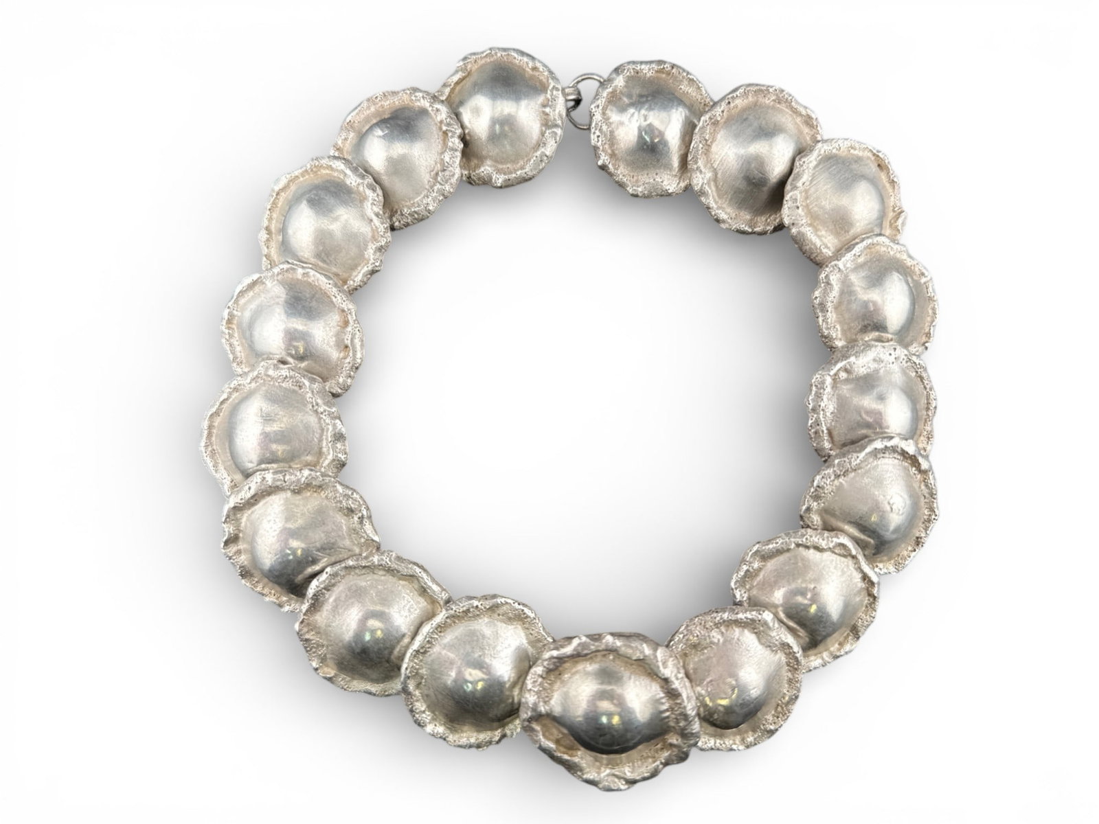 Heavy Artisan Sterling Silver Medallion Necklace: A heavy artisan sterling silver medallion necklace. Unmarked. 16in long. 117.8 dwt. | You have additional shipping options, and are not required to use Live Shipping. Additional third-party shipper