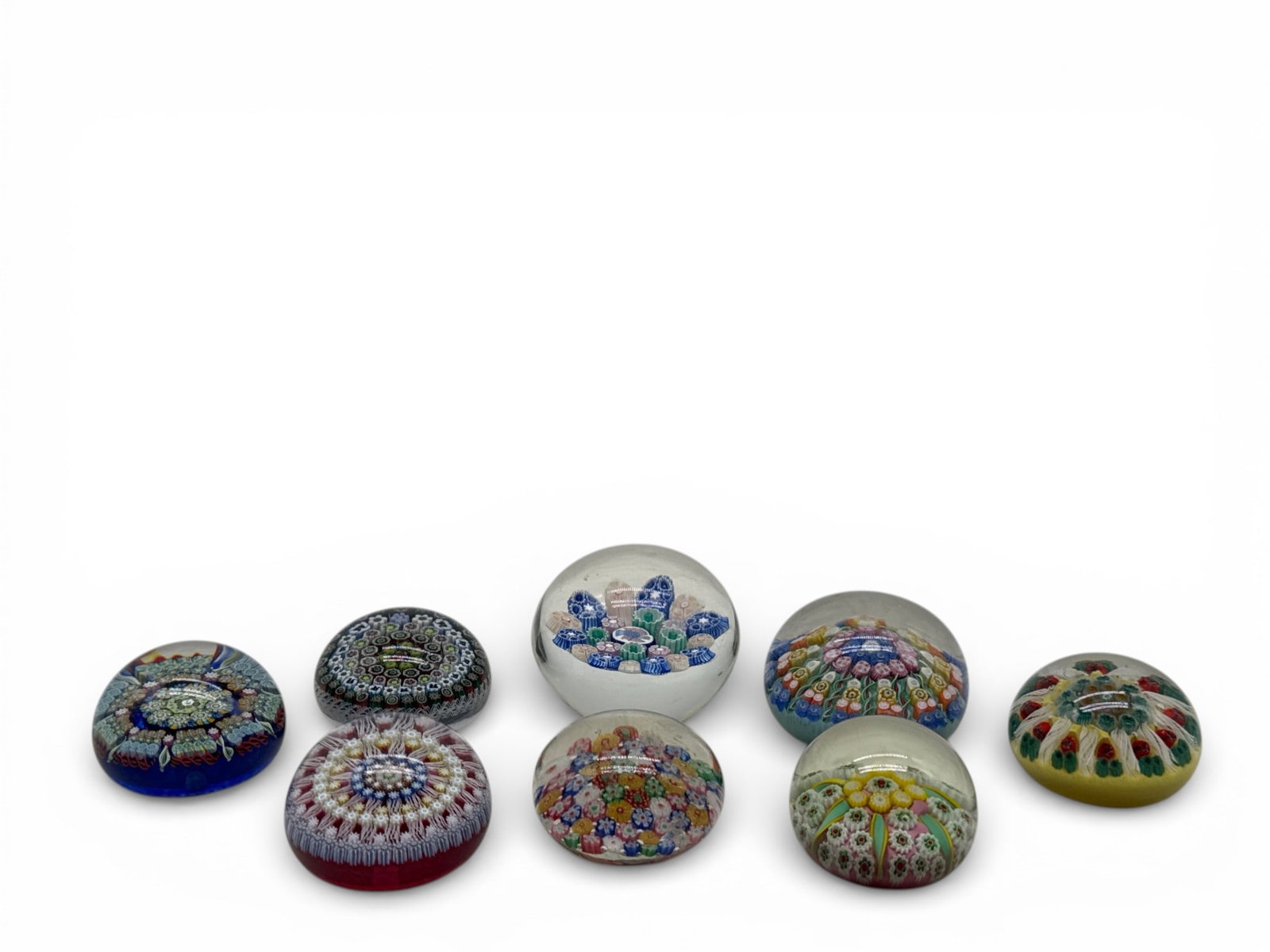 Eight Millefiori Art Glass Paperweights (1 of 7)