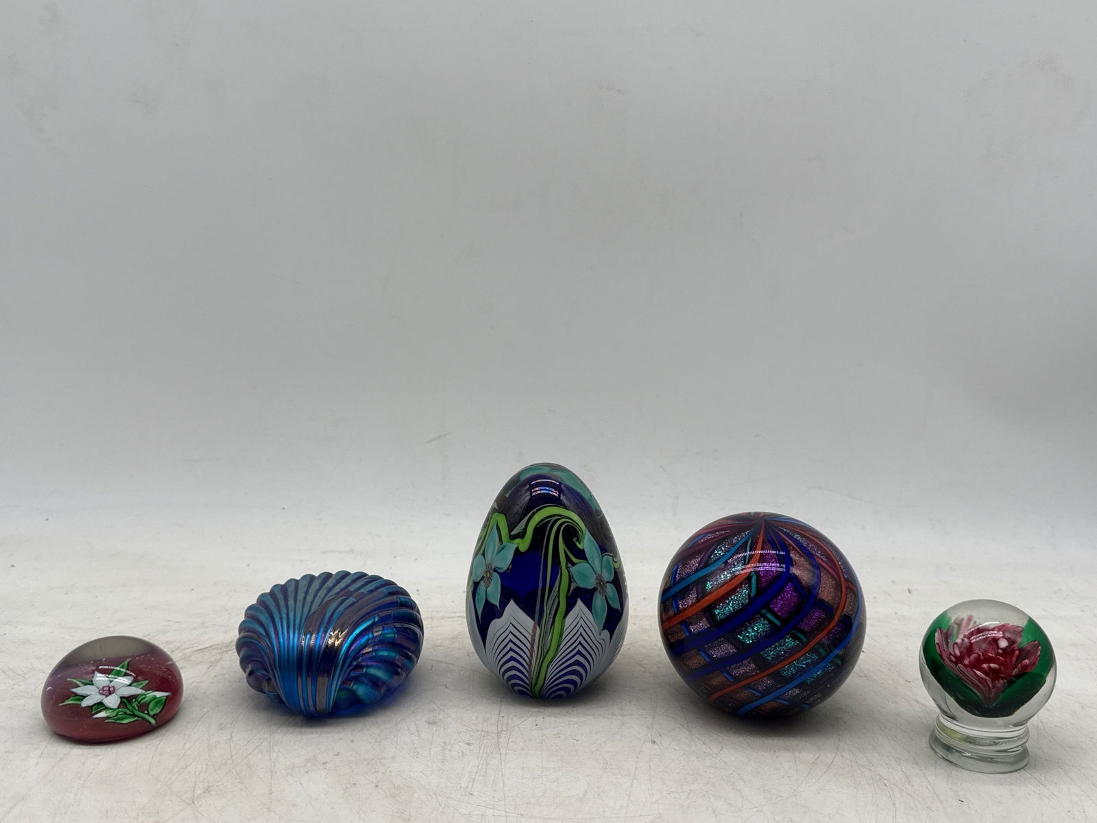 Five Signed Art Glass Paperweights - 2