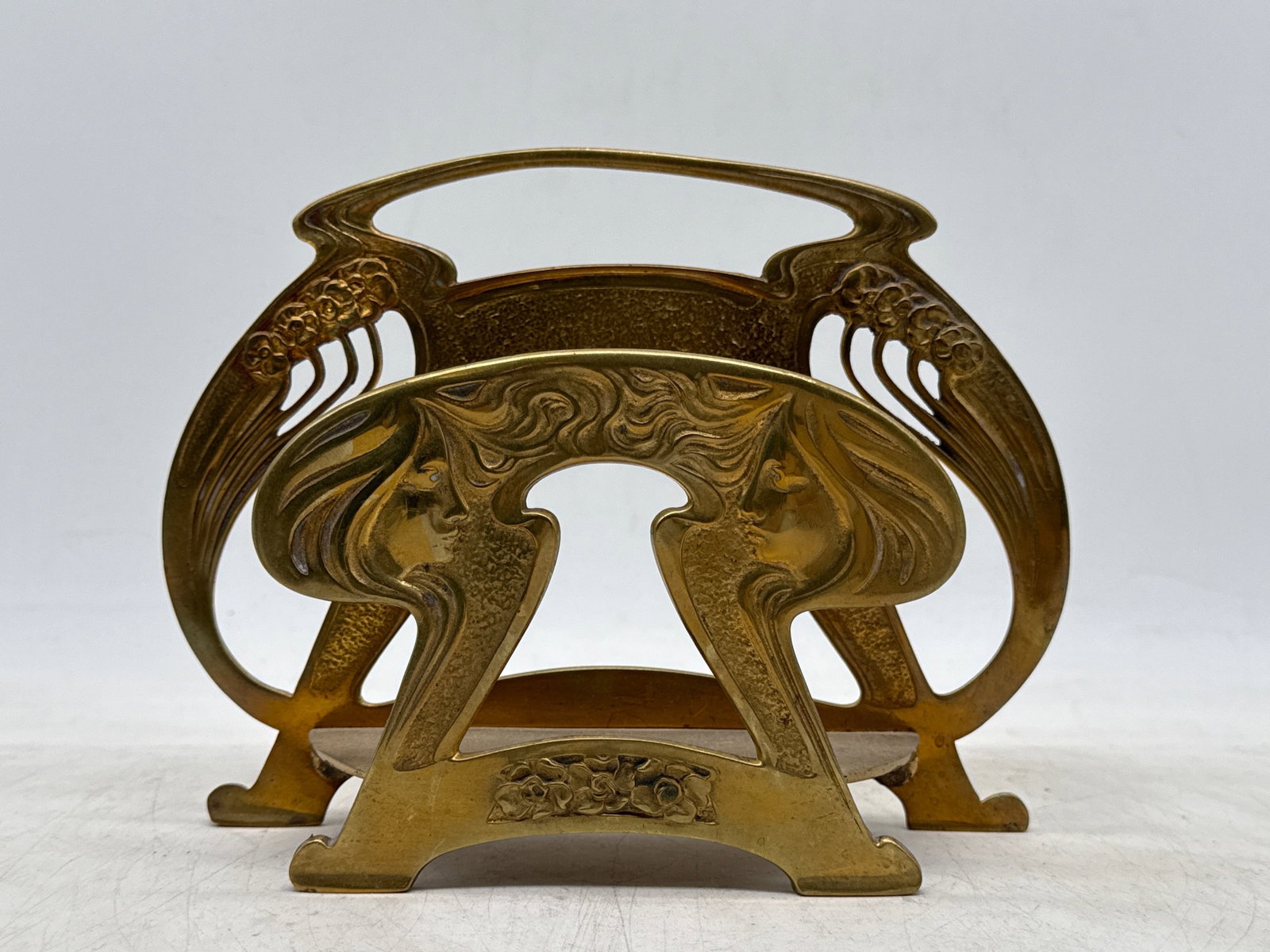 Three Art Nouveau Brass Figural Letter Holders - 2