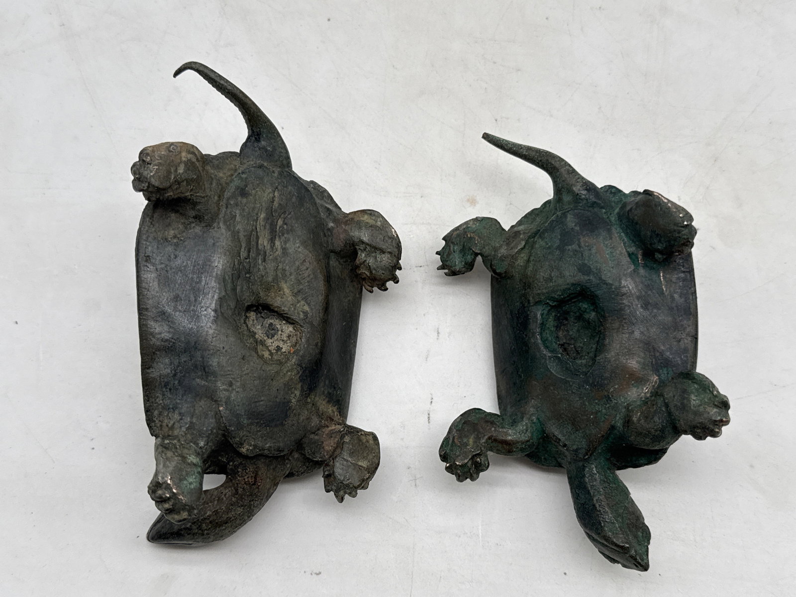Bronze Turtle, Shell and Frog Figurines - 3