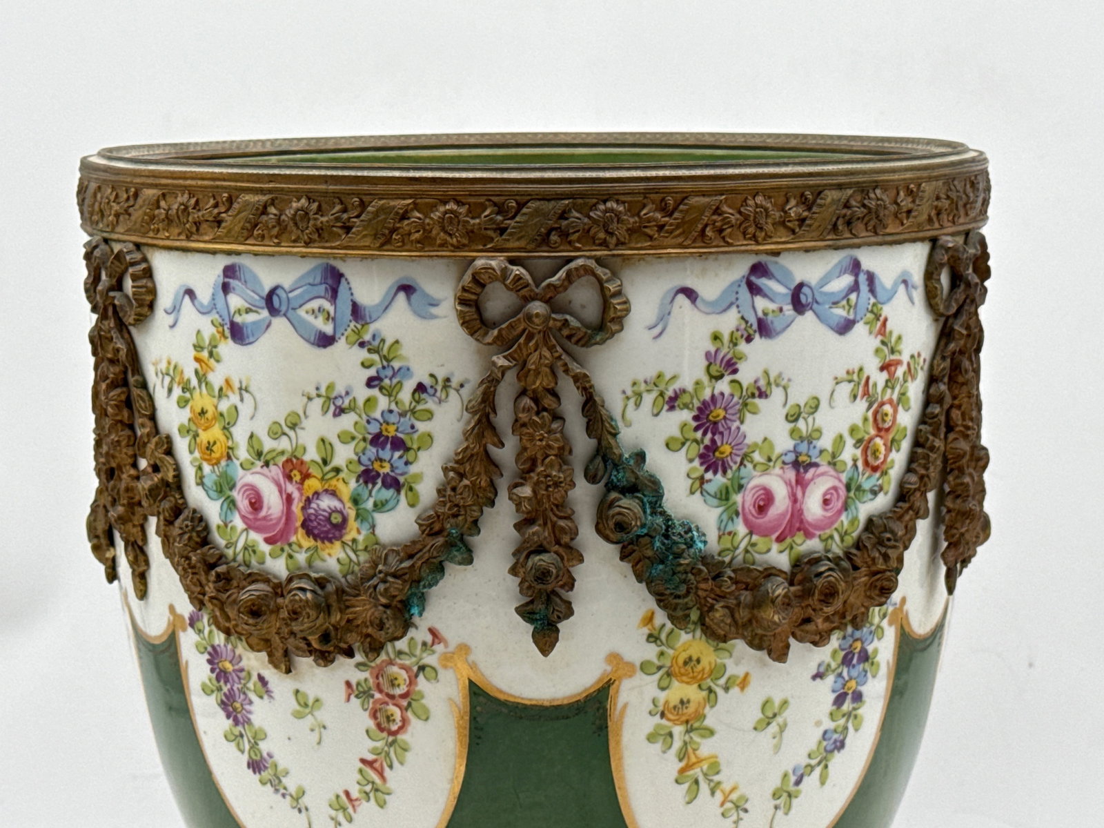 Bronze-Mounted Sevres Porcelain Cache Pot - 2