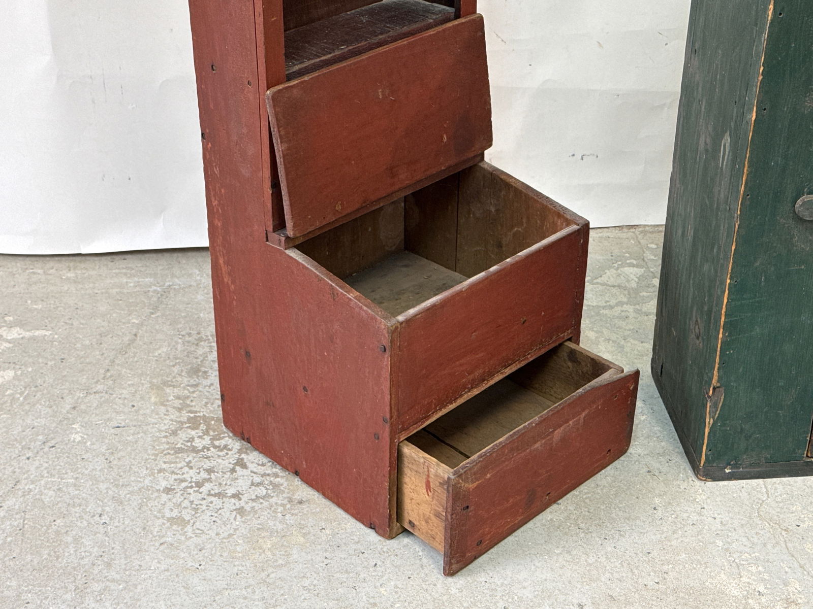 Two Painted Primitive Wall Cabinets - 2