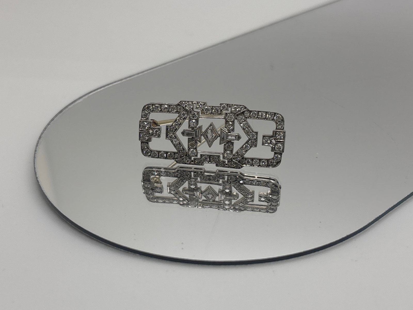 Art Deco Platinum and Diamond Filigree Brooch (1 of 5)