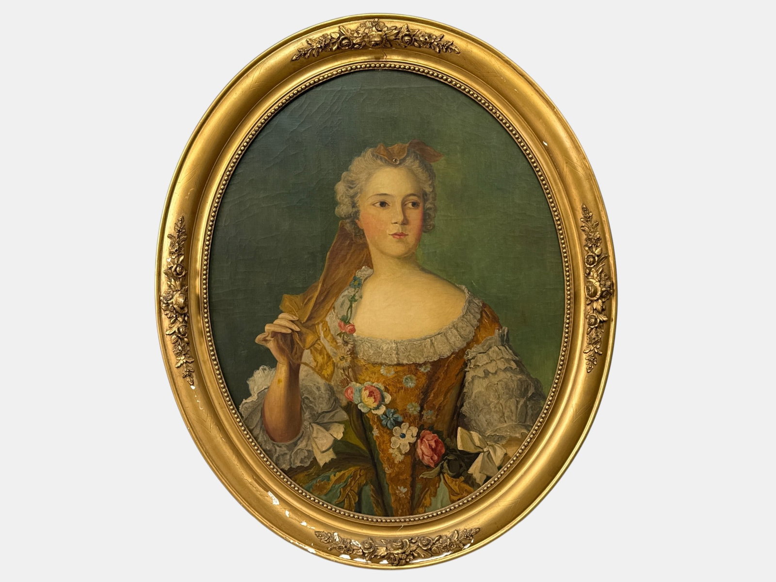 After Jean-Marc Nattier Oil/Canvas: Portrait of Madame Sophie: An after Jean-Marc Nattier (French, 1685-1766) gilt wood-framed, late 19th/early 20th C. oil on canvas portrait of Madame Sophie, daughter of Louis XV. Unsigned. Frame: 44in x 33in. | You have