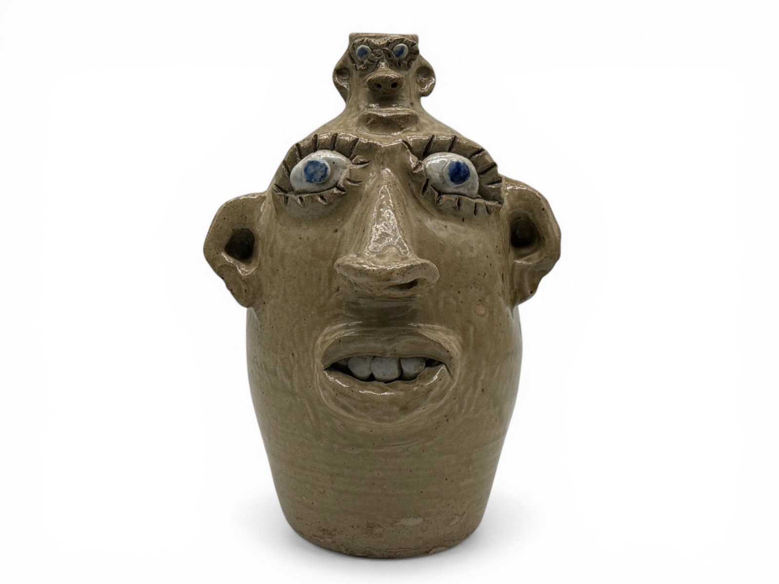Jerry Brown Hamilton Folk Art Face Jug (1 of 4)