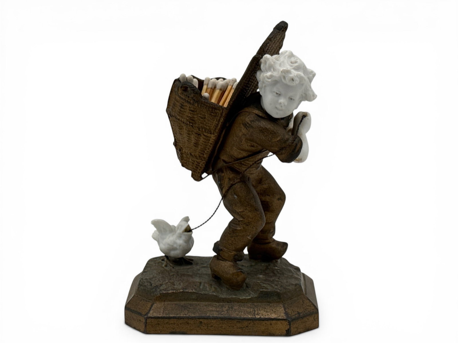 Mednat Cast Metal and Bisque Figural Match Striker (1 of 5)