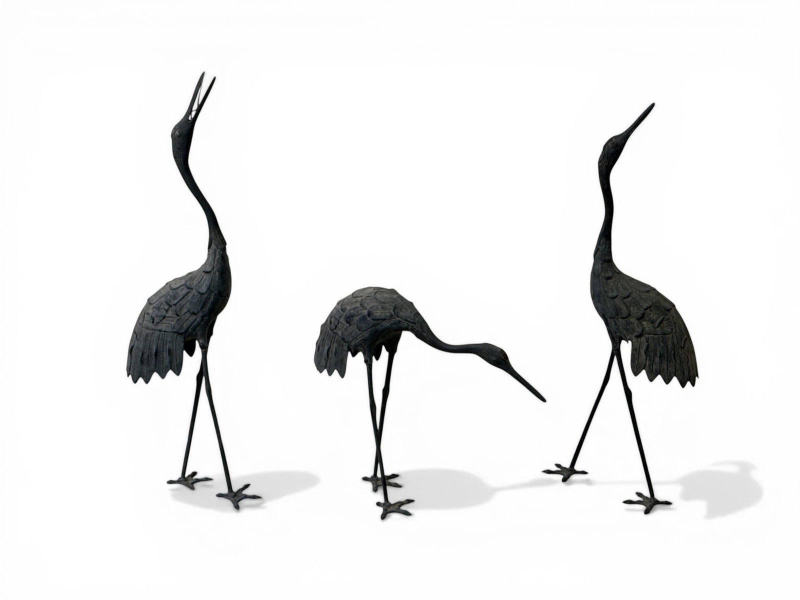 Three Cast Bronze Garden Cranes (1 of 4)