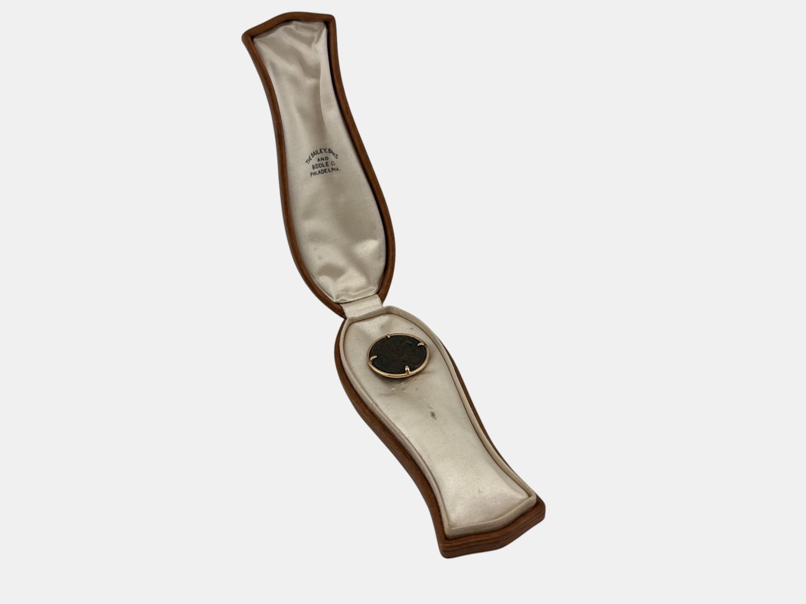 14K Yellow Gold Ancient Coin Stick Pin: A 14K yellow gold stick pin holding an ancient coin. In a Bailey Banks & Biddle leather case. Pin tests as 14K. | You have additional shipping options, and are not required to use Live Shipping. Addit