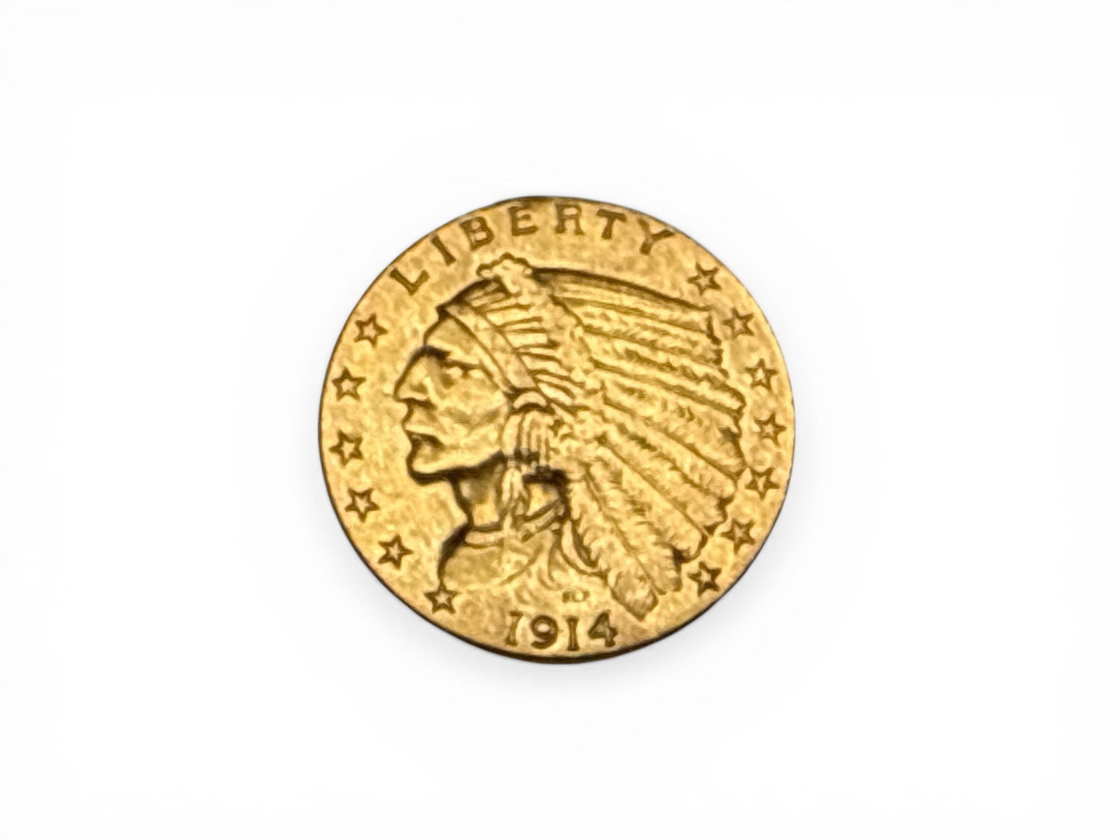 1914 U.S. $2.50 Indian Head Half Eagle Gold Coin (1 of 3)