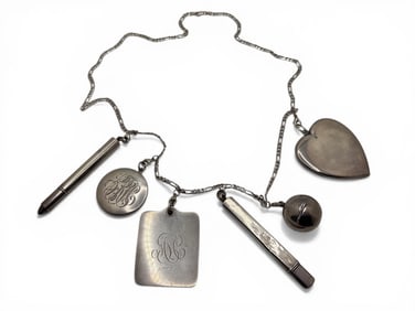 Sterling Figaro Chain Charm Necklace