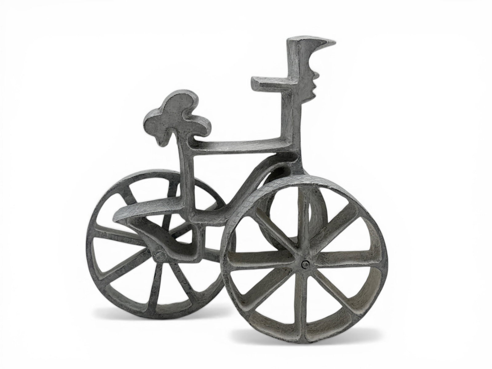 Folk Art Painted Iron Bicycle Sculpture: A folk art painted iron bicycle sculpture. 10in tall x 9in wide. | You have additional shipping options, and are not required to use Live Shipping. Additional third-party shipper details;