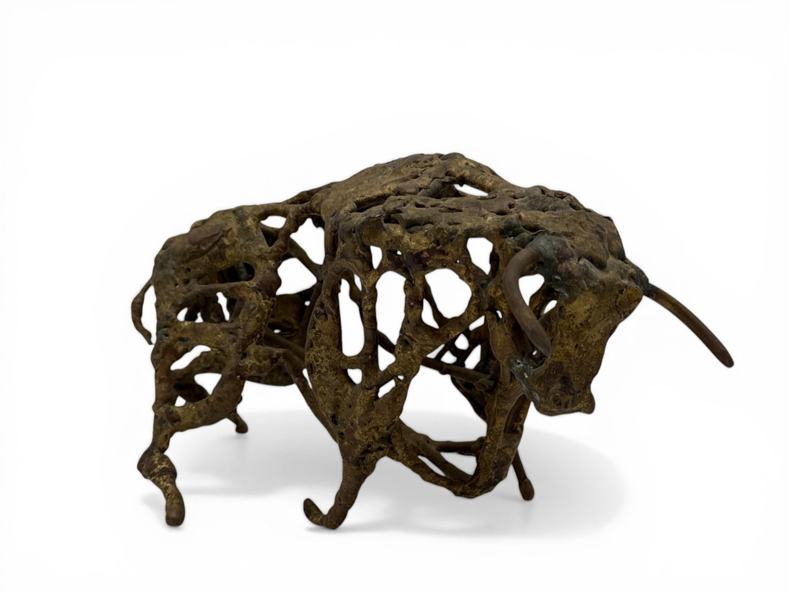 Brutalist Bronze Bull Sculpture (1 of 4)