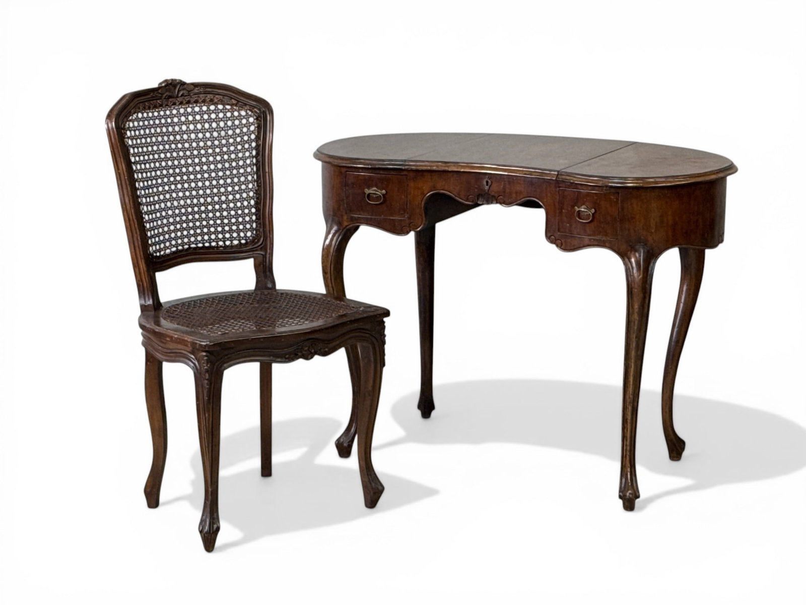 Italian Mahogany Kidney-Shaped Vanity Desk & Chair (1 of 5)
