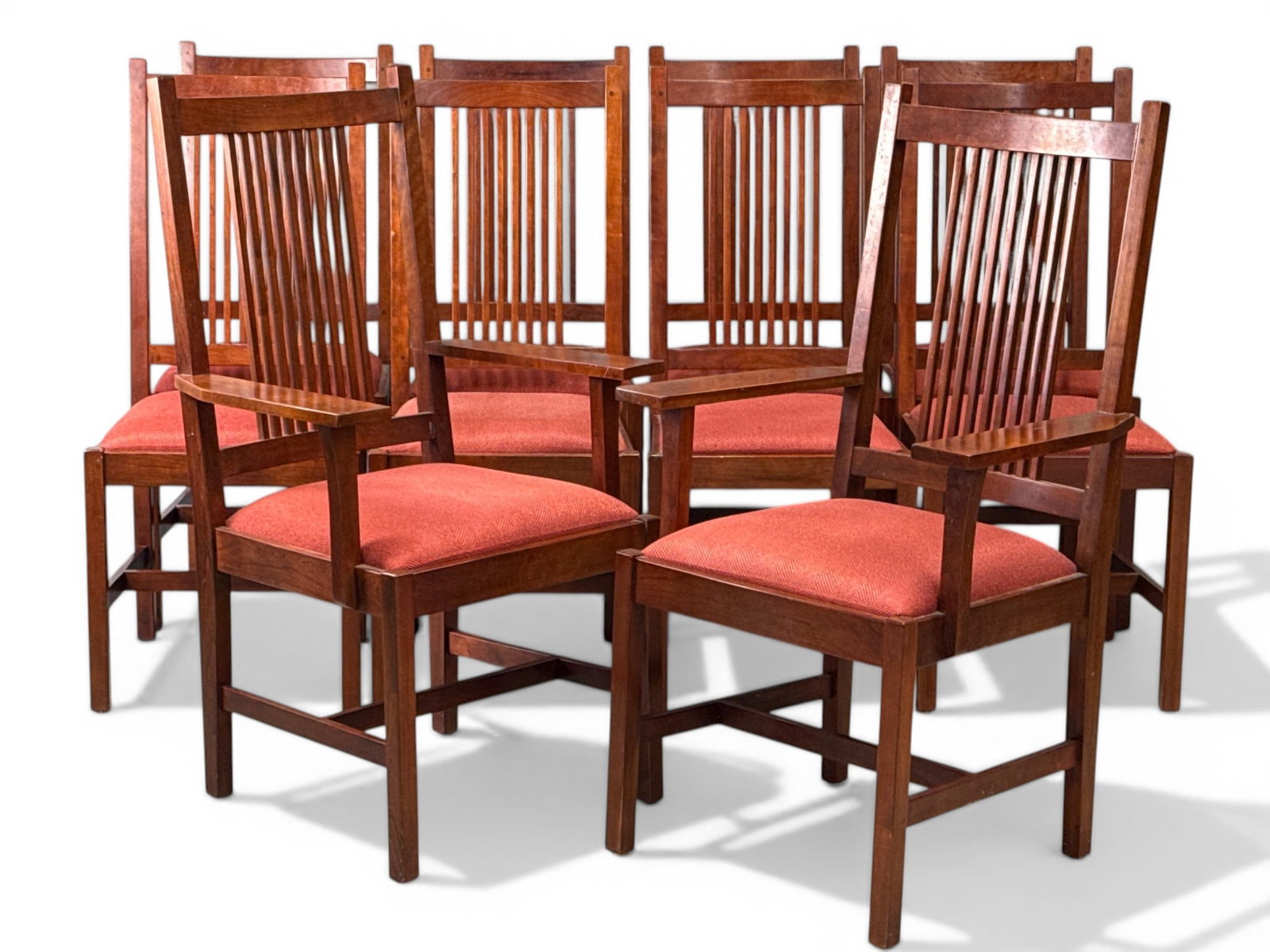 Ten Stickley Cherry Arts & Crafts Dining Chairs (1 of 5)