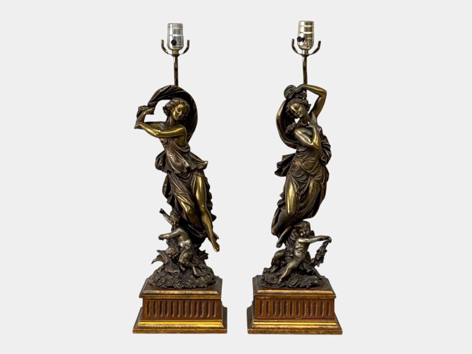 Pair of Cast Metal Figural Table Lamps (1 of 4)