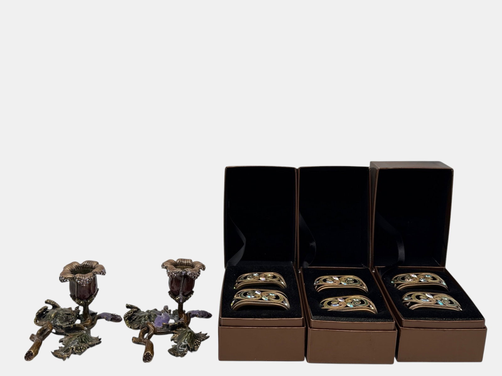 Jay Strongwater Candlesticks and Napkin Rings (1 of 7)