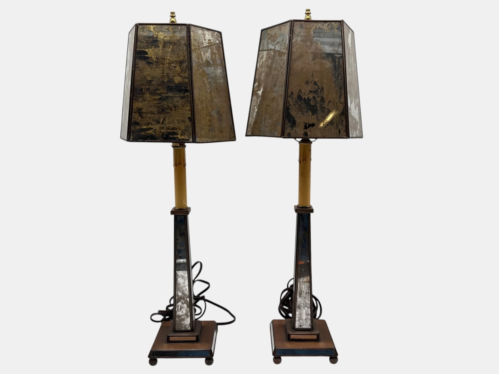 Two Mirrored Obelisk Decorator Lamps (1 of 5)