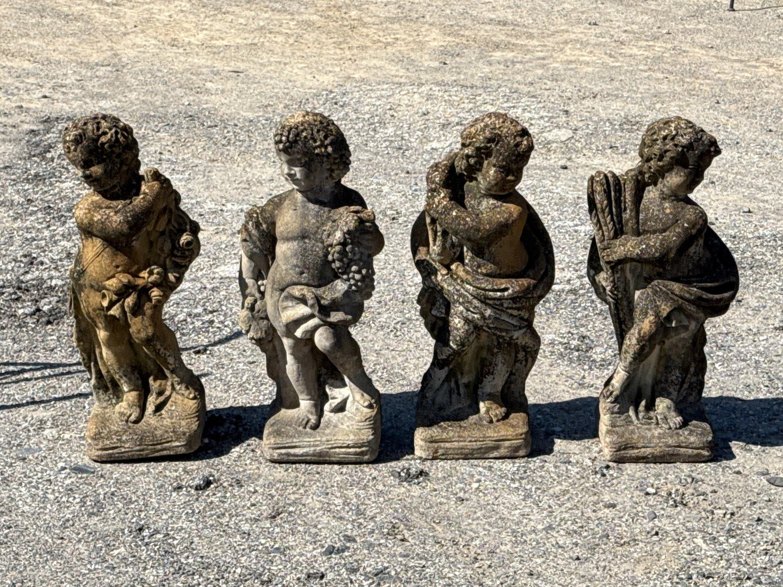 Four "Four Seasons" Cast Stone Garden Cherubs (1 of 4)