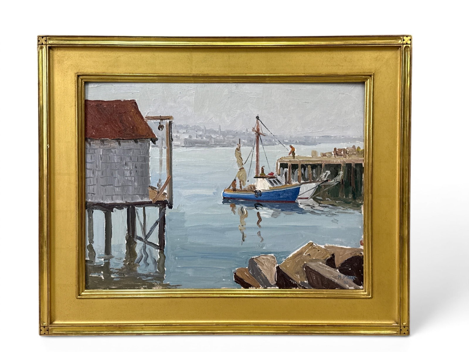 Melville Stark Oil/Board: Harbor Scene (1 of 4)