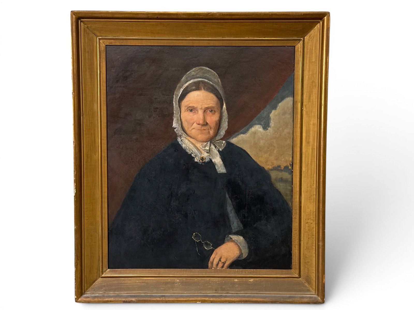 19th C. Oil/Canvas: Portrait of Anna Hyde (1 of 6)