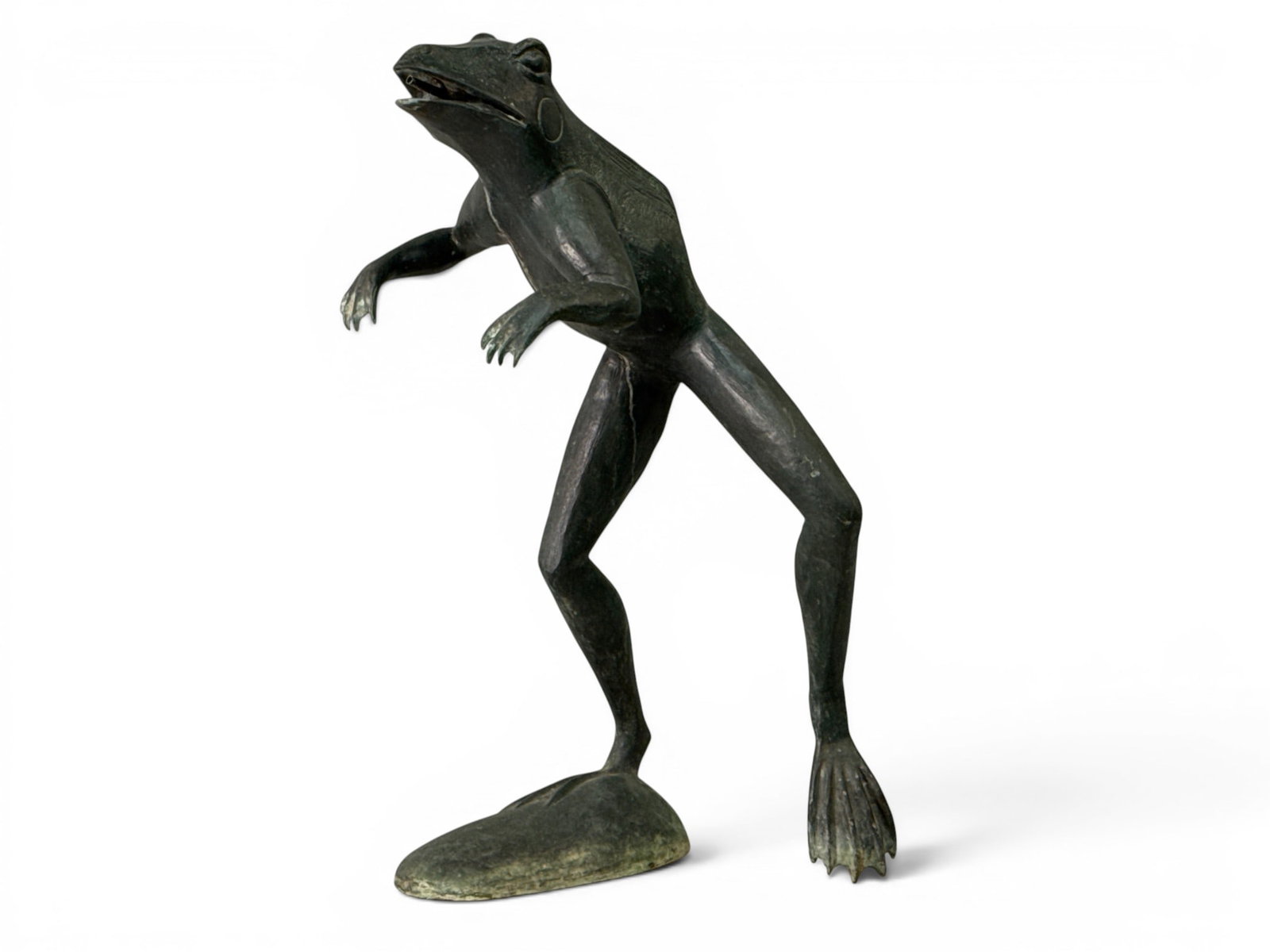 Patinated Bronze Figural Jumping Frog Fountain (1 of 5)