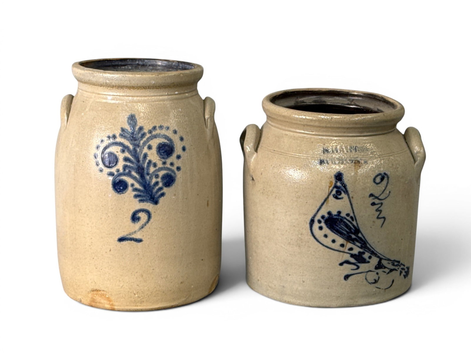 Two Blue-Touch Decorated Stoneware Crocks (1 of 7)
