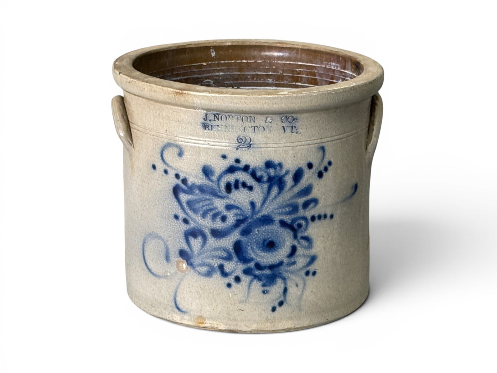 J. Norton Blue-Touch Decorated Stoneware Crock (1 of 5)