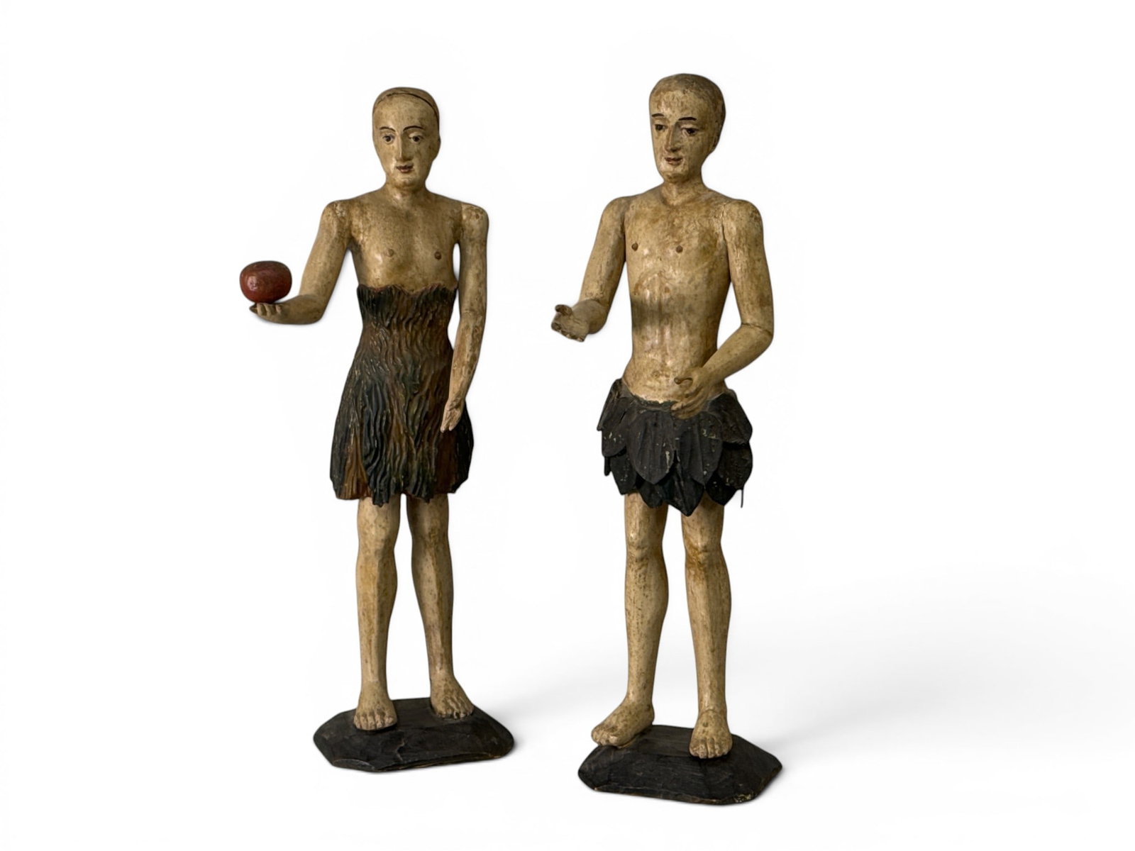 Pr. Continental Carved & Painted Figures: Adam and Eve (1 of 8)