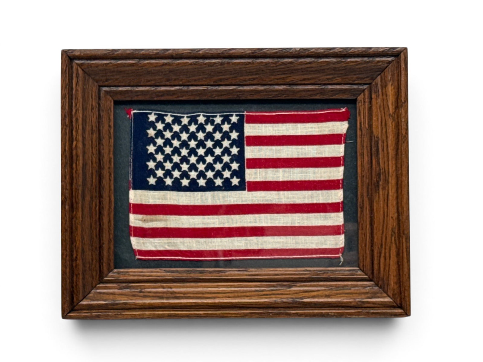 Framed 50-Star American Flag: A framed 50-star American flag. Frame: 7in tall x 9in wide. | You have additional shipping options, and are not required to use Live Shipping. Additional shipping and delivery details are available on