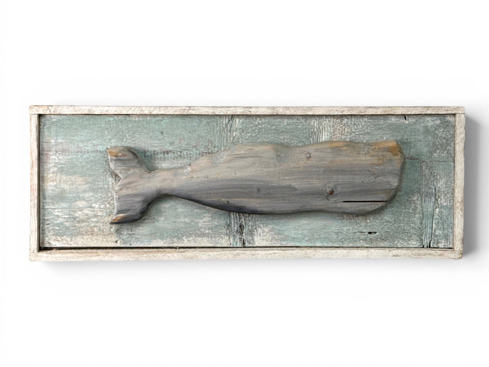 Folk Art Painted Whale Carving on Panel (1 of 4)