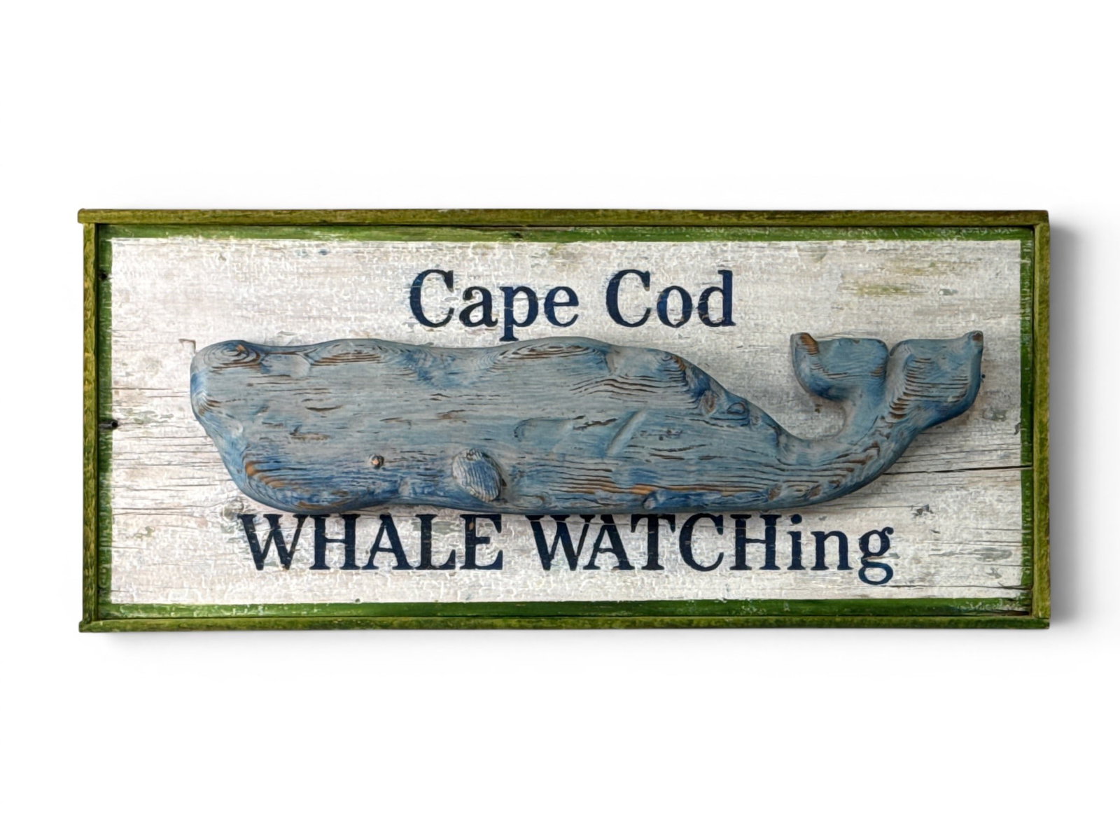 A Folk Art Painted Whale Carving on Panel (1 of 4)