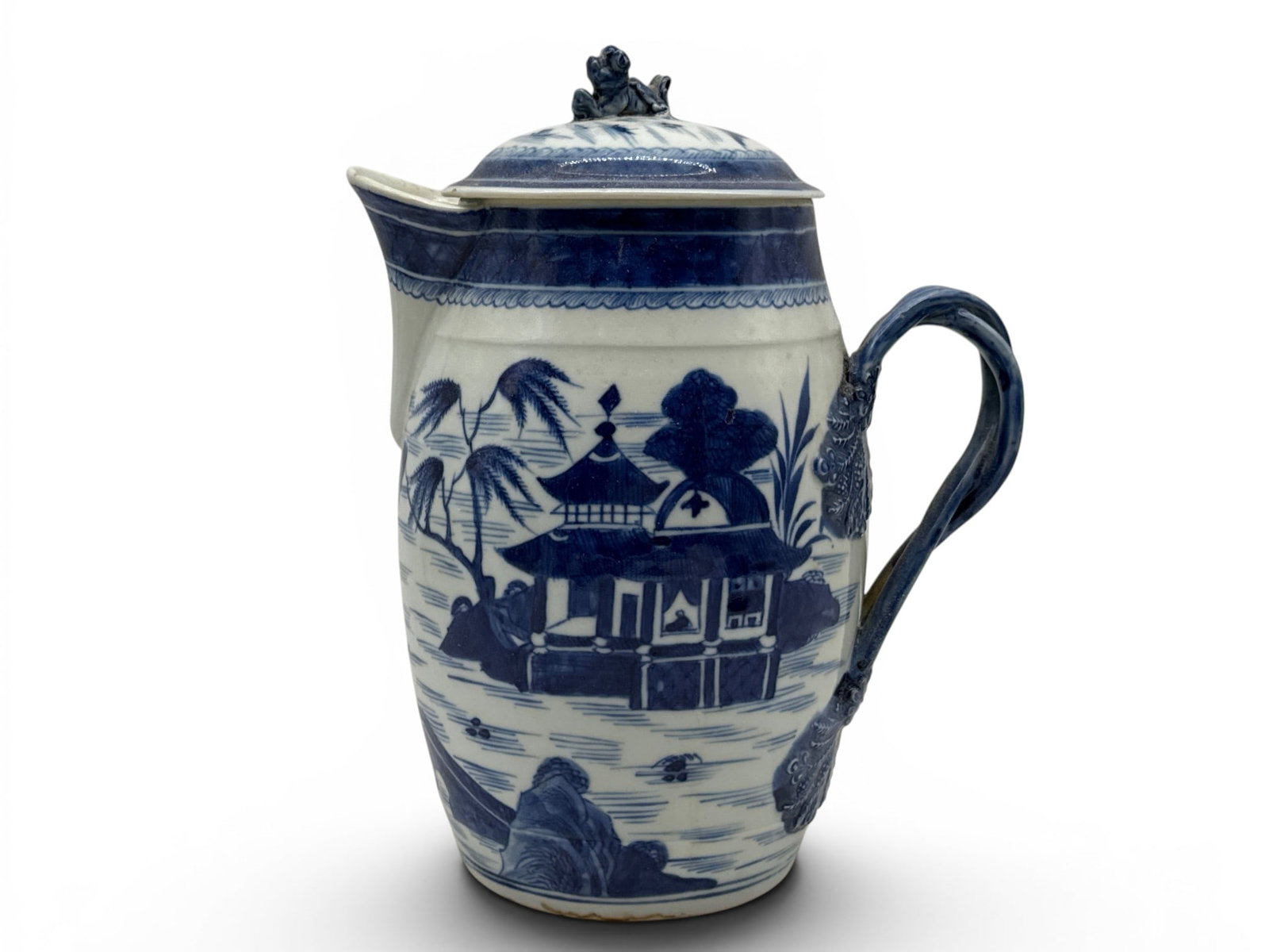 Chinese Export Canton Blue & White Porcelain Cider Jug (1 of 8)