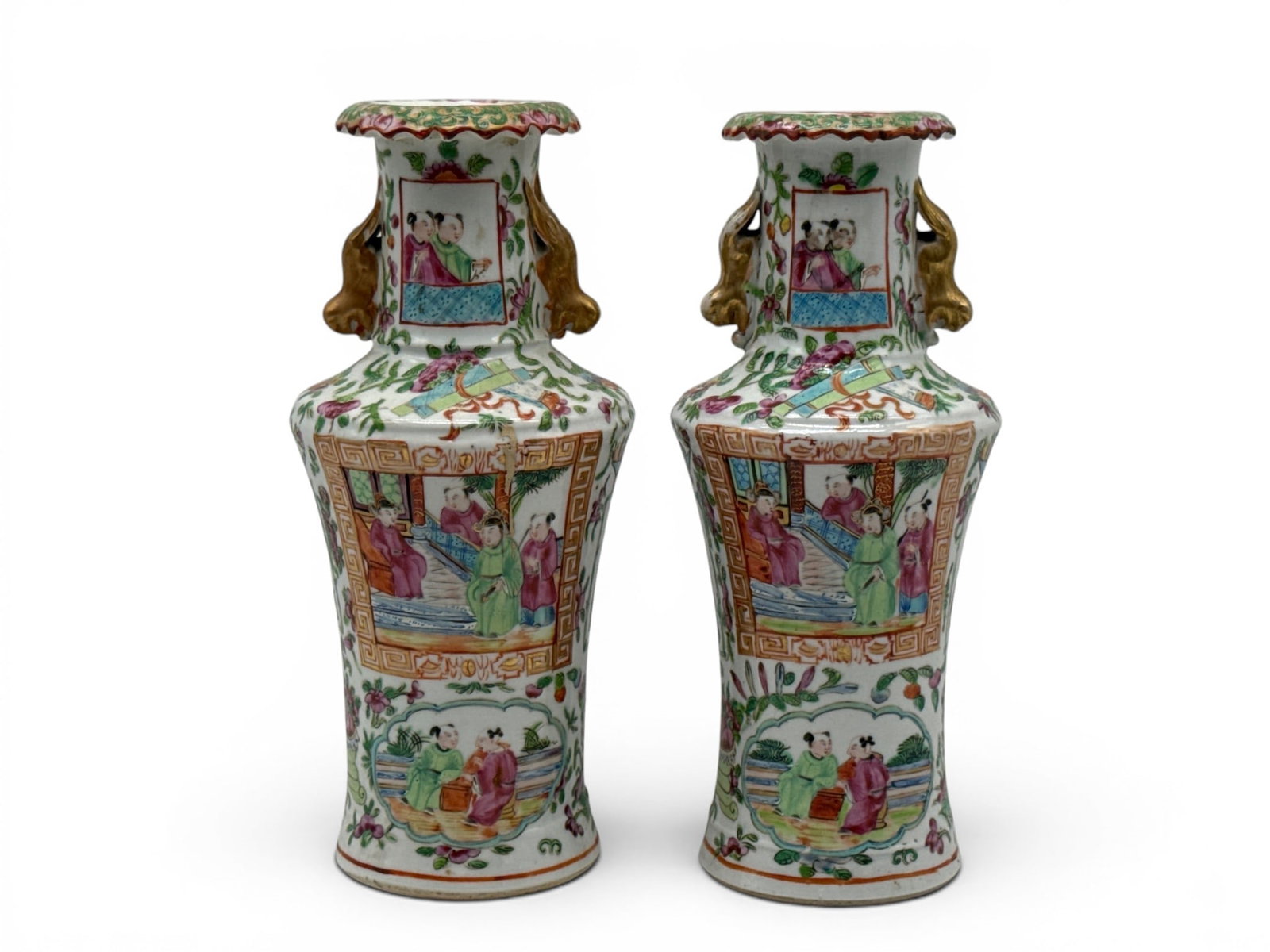 Pair of Chinese Export Rose Medallion Porcelain Vases (1 of 7)