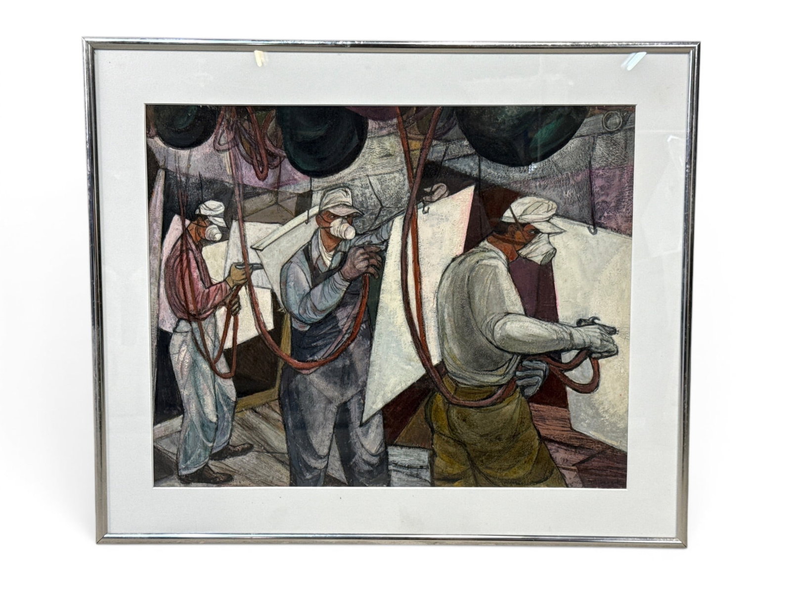 Robert Milnazik Gouache/Board: Three Workers (1 of 5)
